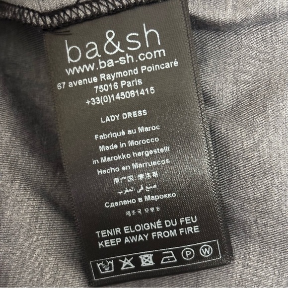 ba&sh Fedora Black Tan Purple Split V-neck Long Sleeve Lady Dress S - Picture 14 of 16